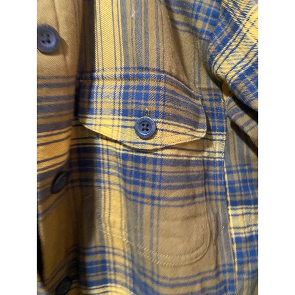 Eddie Bauer Men's Flannel Fleece Lined Shirt Jacket Yellow Plaid Outerwear Sz S - Picture 7 of 15
